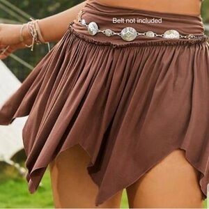 1X (14) Pixi Festival shirt w built-in shorts. Asymmetrical Chocolate Whimsy